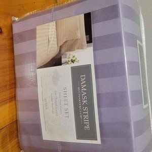Purple Damask Stripe Sheet Set